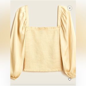 NWT J.Crew Squared Neck Satin Smocked Crop Top